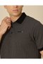 Men Black And Grey Jacquard Polo Shirt - 4