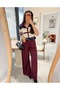 Polo Collar Buttoned Striped Short Sleeve Knitwear Blouse