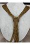 Antique Color Multi-Row Bead Embroidered Knot Detailed Long Tassel Stylish Women's Necklace - 2
