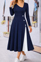 Women's long sleeve asymmetrical neck buttoned weight midi viscose dress - 2