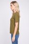Women Crew Neck Short Sleeve Solid T-Shirt, Olive - 3