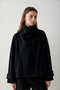 Black Oversize Standing Collar Short Checked Coat Per9866 - 2