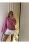 Women's Doing Ny Embroidered Striped Sweatshirt - Pink