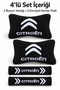 Citroen Embroidered Black Fleece Car Neck Pillow and Seat Belt Pad Cover Set of 4 Auto Comfort Set - 3