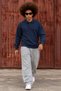 Men's Polo Collar Buttoned Casual Blue Sweater - 4