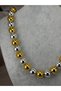 Gold Silver Color Two-Tone Big Metal Beaded Flashy Modern Stylish Women's Necklace - 2