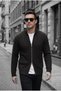Mx Men's Stand Collar Reversible Zipper Hair Knit Sweater Cardigan - Slim Fit Textured Knitted Jacket - 3