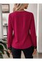 Women's Long Sleeve Asymmetrical Collar Detailed Buttoned Imported Crepe Blouse - 3