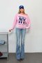 Women's Boat Neck New York Printed Modal Sweatshirt Pink - 12455 - 3