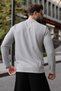 Painted Gray Crew Neck Ribbed Men's Sweatshirt E7215 - 3