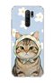 Redmi 9 Compatible Scarf Cat Daisy Printed Transparent Phone Case