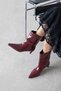Zoey Women's Pino Heel Wrinkled Leather Boots Burgundy