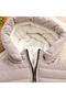 Special Production Nova Fabric Girls' Hooded Coat Beige Color Zippered Winter Thick Coat - 4