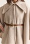 Women's Oversize Gold Button Detailed Felt Textured Collared Belted Poncho 55022 60286553 - 6