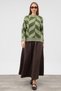 Crew Neck Patterned Knit Sweater - Green - 2