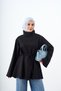 Women's Stand Collar Tunic with Piping Detail Black