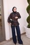 قميص أسود منقوش بمشبك أمامي - 2