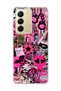 Realme C75 Compatible Pink Star Zebra Printed Transparent Phone Case
