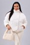 Plus Size Women's White 42-48 Size Quilted Fiber Padded Lined Buttoned Pocketed Jacket Aysel - 5