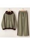 Women's Hooded Stripe Detailed 3 Thread Raster Detailed Top and Bottom Tracksuit Set Mta031 - 4