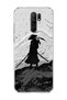 Redmi 9 Compatible Samurai Black and White Printed Transparent Phone Case