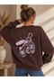 Trend Design Mix Back and Front Printed Oversize Crew Neck Cotton Sweatshirt