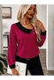 Women's Long Sleeve Asymmetrical Collar Detailed Buttoned Imported Crepe Blouse - 2