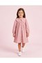 Girls Pink Embroidered Collar Long Sleeve Dress
