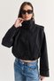 Women's Stand Collar Double Breasted Buttoned Epaulets and Pocket Detailed Lined Short Trench Coat 5677 60286667 - 5