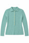 Women's Snap Fastener Polo Collar Long Sleeve Knit Sweater - 2