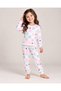 Girl's square patterned long sleeve cotton pajama set - 5