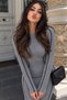 Women's Crew Neck Stripe Detailed Knitwear Long Dress