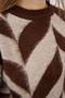 Crew Neck Patterned Knit Sweater - Beige - 4
