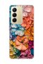 Realme C75 Compatible Embossed Colorful Floral Printed Transparent Phone Case