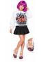 Girl's Sweatshirt with Manifest Print, 3-Thread Sweatshirt + Manifest Crescent Purple Wig + Face Stone (Print Is Resistant to Washing and Drying) - 3