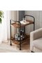 2 Tier Coffee Table with Wheels, Movable Wood End Table with Metal Frame, Modern Side Desk, Bedside - 4