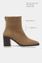Casey Rome Beige Suede Leather Back Zipper Thick Heel Women's Boots - 2