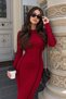 Women's Crew Neck Stripe Detailed Knitwear Long Dress - 3