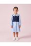 Girls Blue Embroidered Collar Long Sleeve Dress