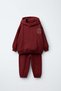 Children's Cotton Hooded Burgundy Sweatshirt and Sweatpants Set