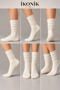 Women's Wool Below-Knee Boot Socks Cream Color - 3