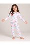 Girl's square patterned long sleeve cotton pajama set - 4