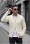 Mx Men's Stand Collar Reversible Zipper Hair Knit Sweater Cardigan - Slim Fit Textured Knitted Jacket - 3