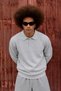 Men's Polo Collar Buttoned Casual Light Gray Sweater - 3