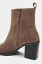 Sirius Dark Beige Suede Leather Zippered Thick Heel Women's Chelsea Boots - 8