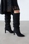 Bentyh Women's Gusseted Suede Boots Black - 3