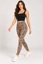Women's High Waist Jacquard Ottoman Leggings Mink-Black - 4