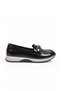 Buckle Detailed Thick Soled Stylish Comfortable Black Wrinkled Women's Casual Shoes Loafer 062 - 2