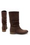 Women's Brown Colorful Bellows Suede Drawstring Comfortable Ready-Sole Ankle Boots - 3