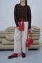 Buttoned Hammer Sleeve Knitwear Cardigan Brown - 8